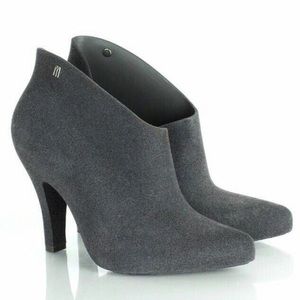Melissa Grey Flock Drama Ankle Boot